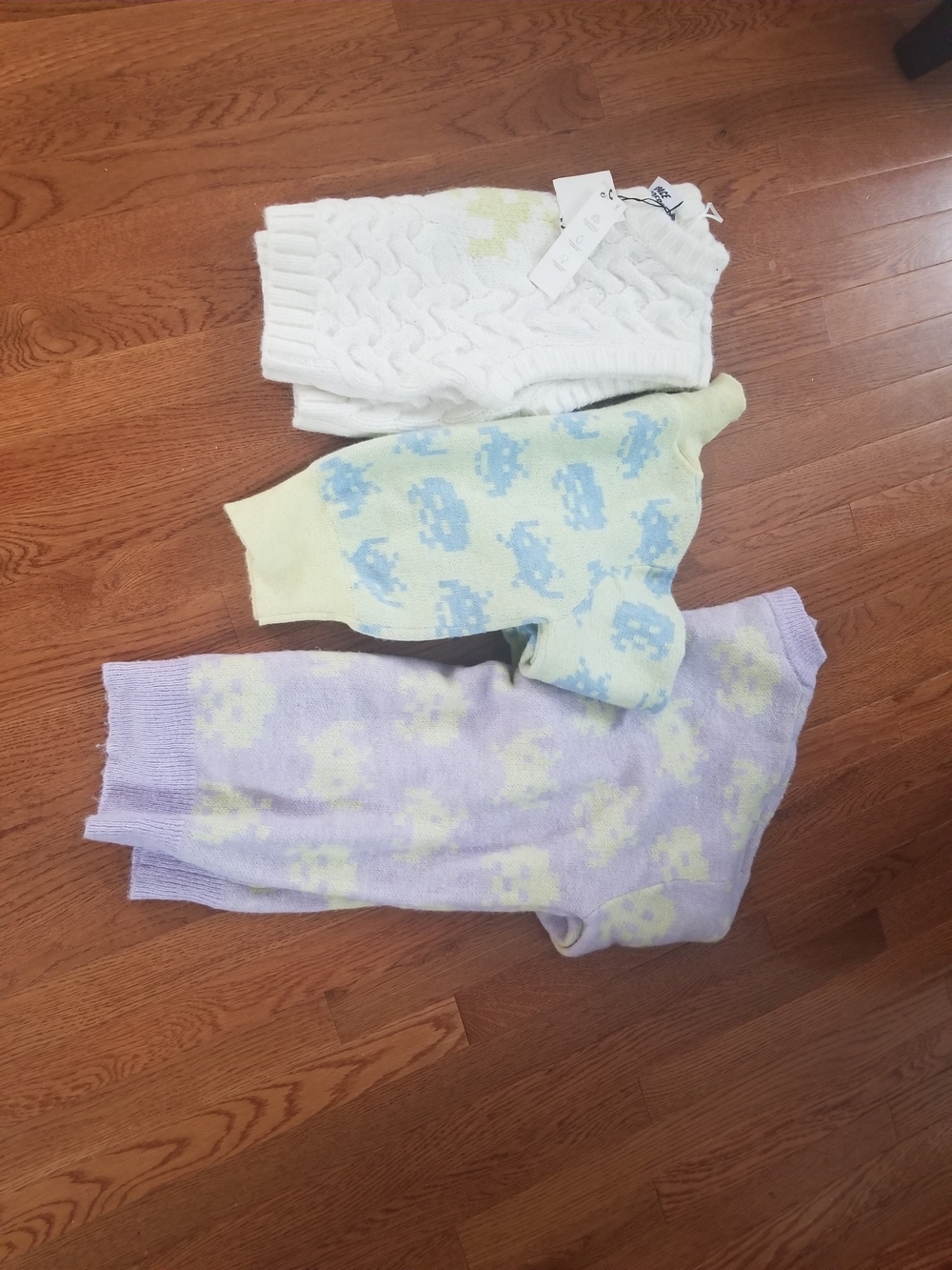 Women’s Pastel Cable Sweater Bundle - White, Yellow SPACE Invader Collab